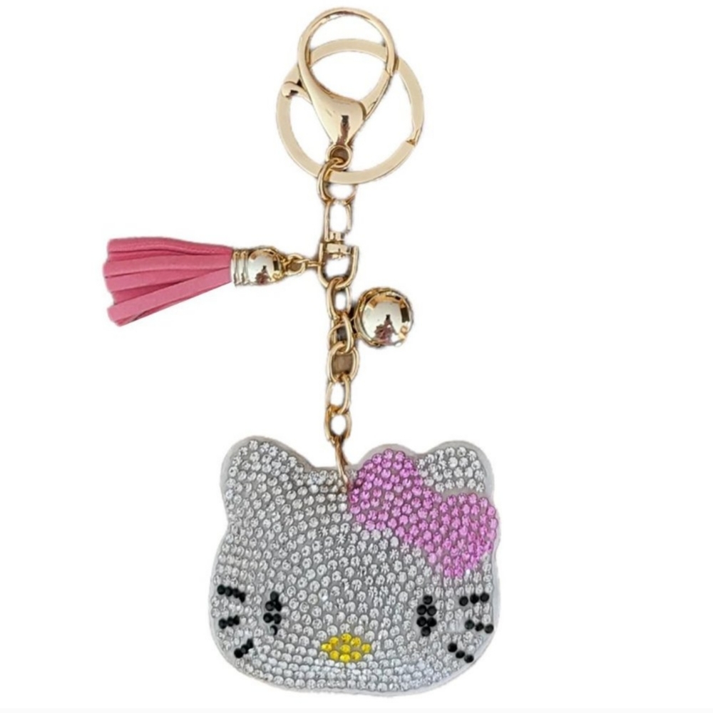 ⚡ SLIGHT FLAW⚡ - Rhinestone Bling Hello Kitty Keychain/Purse Charm - Picture 1 of 4
